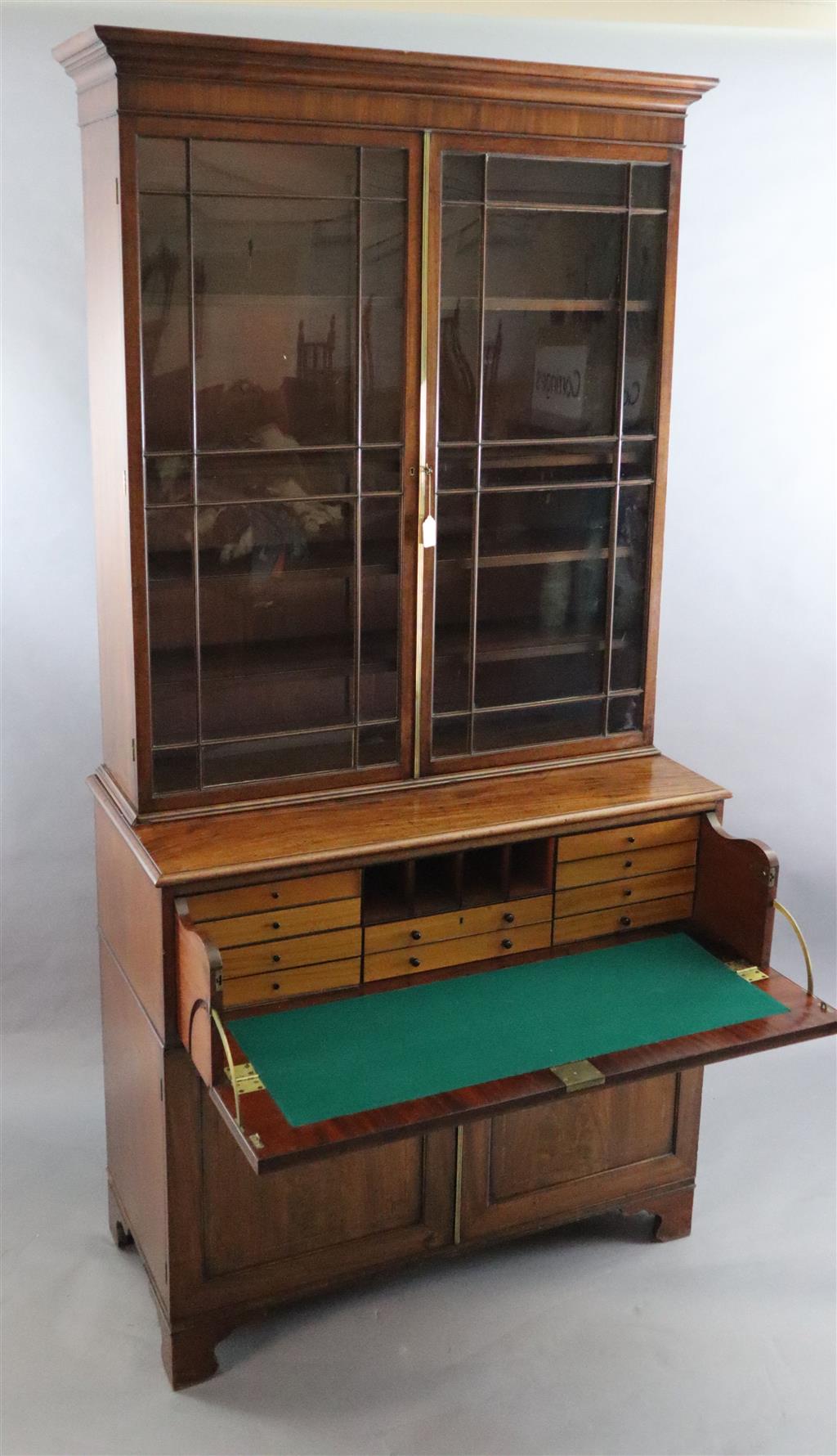 A late George III mahogany secretaire bookcase W. 3ft 9in. H. 7ft 5in. D. 1ft 9.5in.